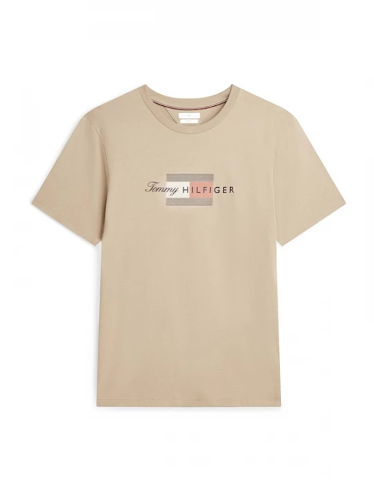 Foto van product TOMMY HILFIGER Shirt 'Flag Graphic' beige / lichtrood / zwart / wit