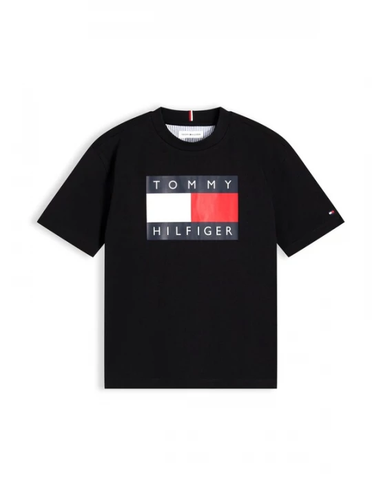 Foto van product TOMMY HILFIGER Shirt 'Flag Logo' rood / zwart / wit