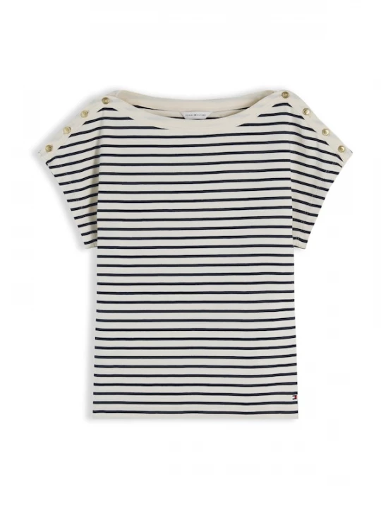Foto van product TOMMY HILFIGER Shirt 'Gold-tone Button' lichtbeige / navy