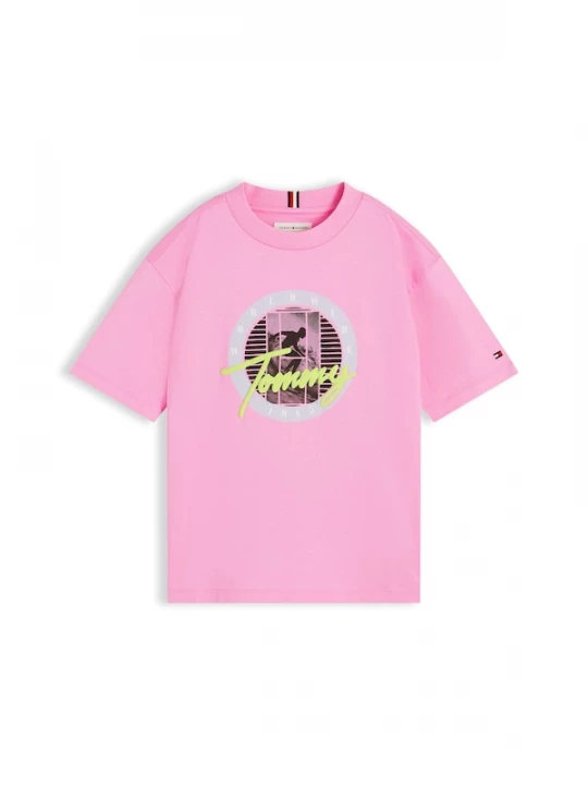 Foto van product TOMMY HILFIGER Shirt 'Graphic Logo' geel / grijs / oudroze / zwart