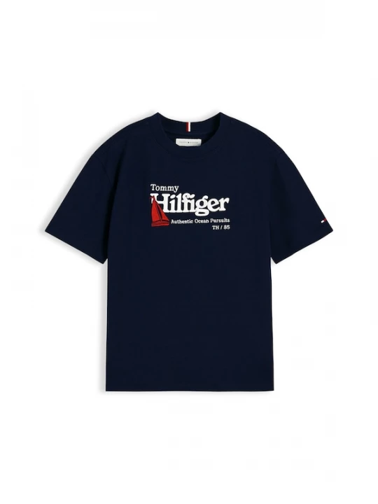 Foto van product TOMMY HILFIGER Shirt 'Logo Embroidery' donkerblauw / rood / wit