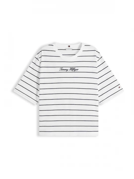 Foto van product TOMMY HILFIGER Shirt 'Logo Embroidery Relaxed' ecru / navy