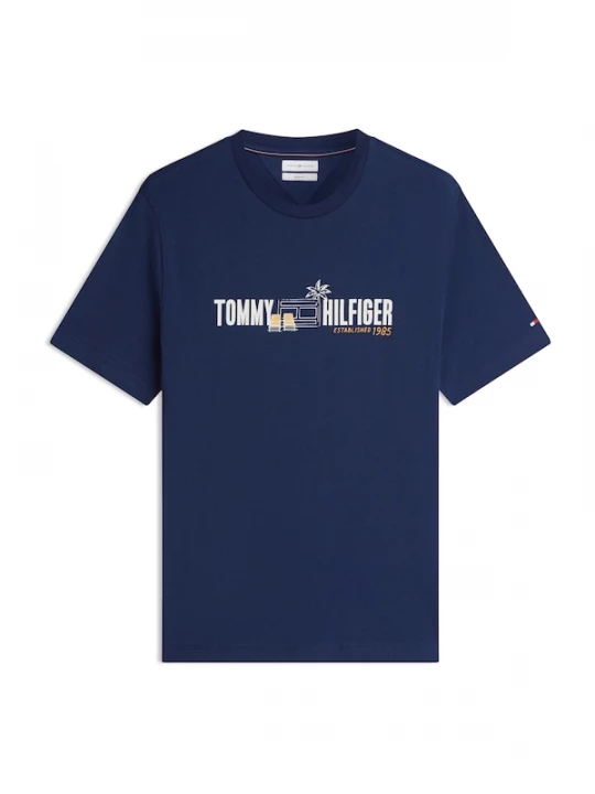 Foto van product TOMMY HILFIGER Shirt 'Logo Graphic' navy / goudgeel / wit