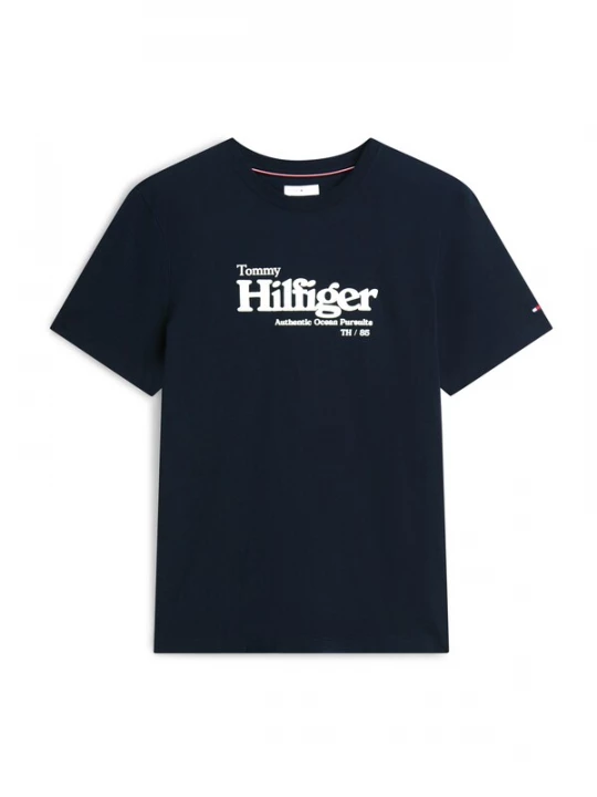 Foto van product TOMMY HILFIGER Shirt 'Logo Graphic' navy / wit