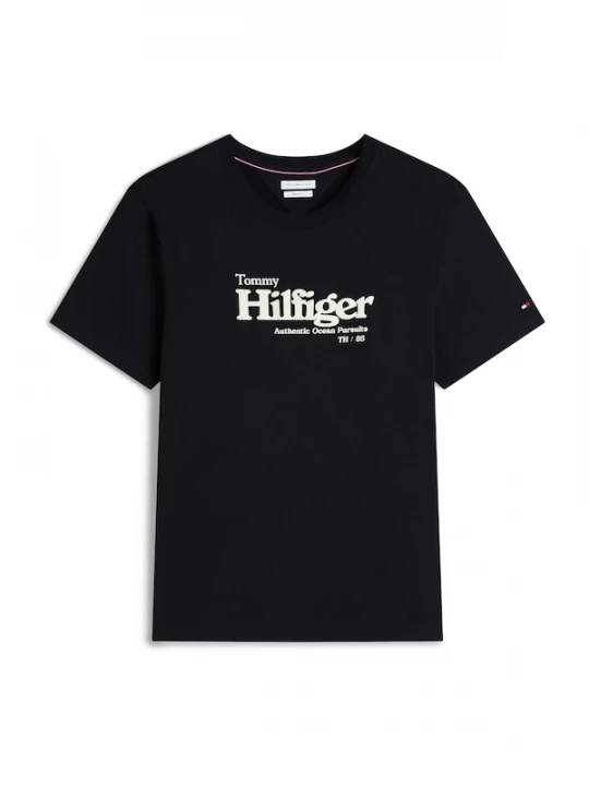 Foto van product TOMMY HILFIGER Shirt 'Logo Graphic' zwart / wit