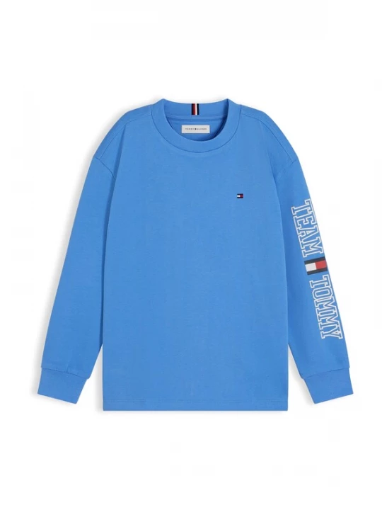 Foto van product TOMMY HILFIGER Shirt 'Logo Long Sleeve' lichtblauw / knalrood / wit