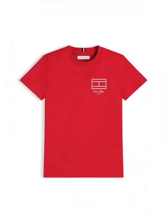 Foto van product TOMMY HILFIGER Shirt 'Outline Flag Logo' rood / wit