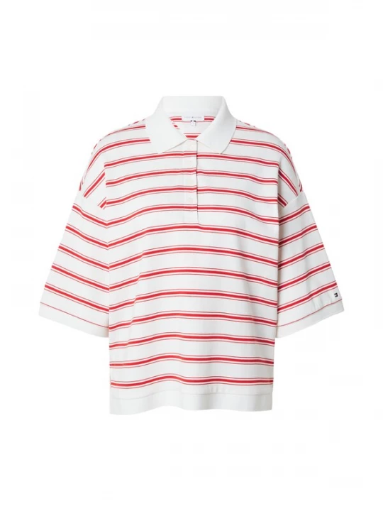 Foto van product TOMMY HILFIGER Shirt 'Oversized Fit Stripe' rood / wit