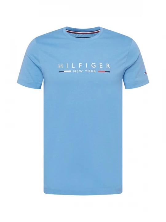 Foto van product TOMMY HILFIGER Shirt 'Slim NYC Logo' navy / lichtblauw / rood / wit