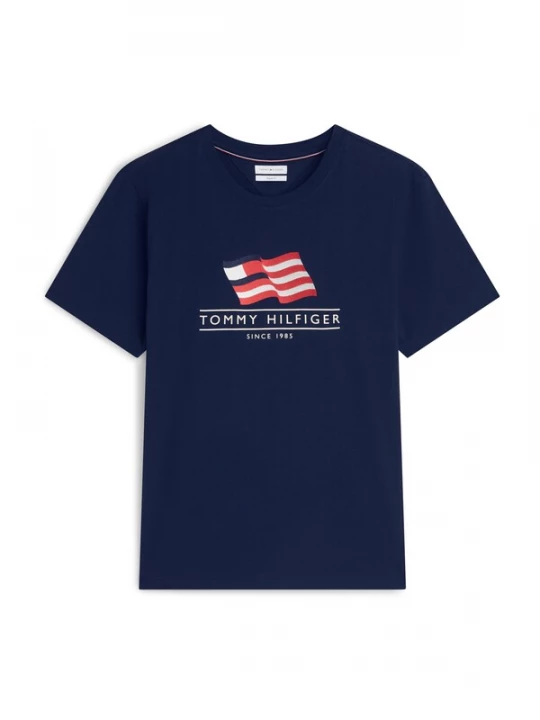 Foto van product TOMMY HILFIGER Shirt 'Wavy Flag Appliqué' blauw / rood