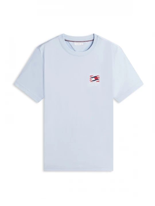 Foto van product TOMMY HILFIGER Shirt 'Wavy Flag' pastelblauw / donkerblauw / rood / wit