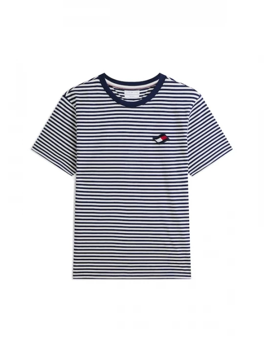 Foto van product TOMMY HILFIGER Shirt 'Wavy Flag Patch Stripe' navy / wit