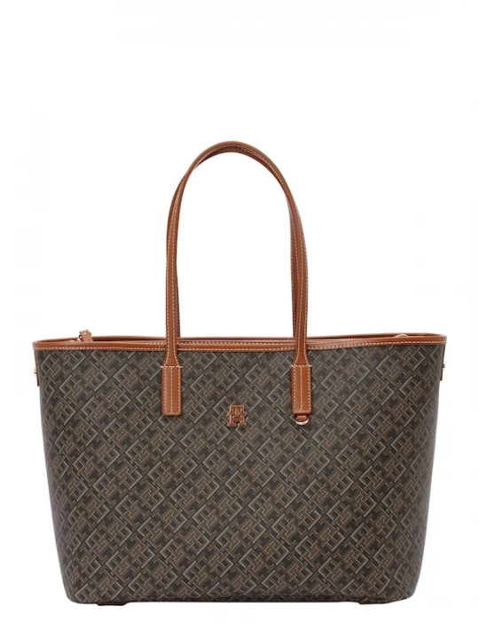 Foto van product TOMMY HILFIGER Shopper 'MONOPLAY' cognac / ombergrijs / zwart / wit