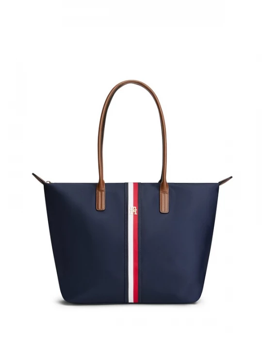 Foto van product TOMMY HILFIGER Shopper 'Popette' navy / bruin / bloedrood / wit