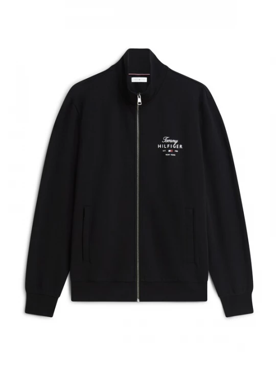 Foto van product TOMMY HILFIGER Sweatvest 'Logo Zip-thru' zwart / wit