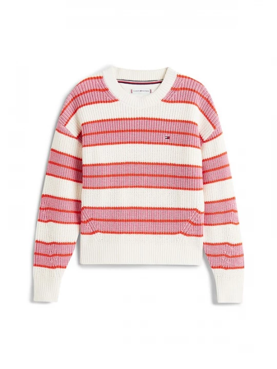 Foto van product TOMMY HILFIGER Trui donkeroranje / pink / wit