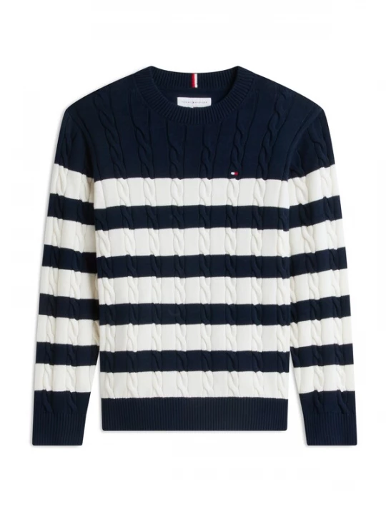 Foto van product TOMMY HILFIGER Trui 'Essential' donkerblauw / wit