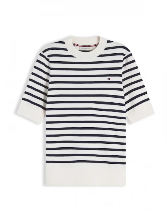 Foto van product TOMMY HILFIGER Trui 'Fine Short Sleeve' crème / navy