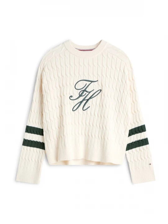 Foto van product TOMMY HILFIGER Trui lichtbeige / smaragd
