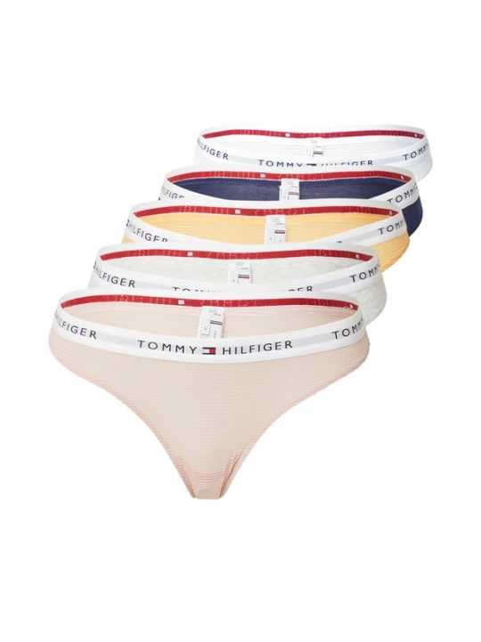 Foto van product Tommy Hilfiger Underwear String 'Essential' navy / donkergeel / grijs / lichtroze / wit