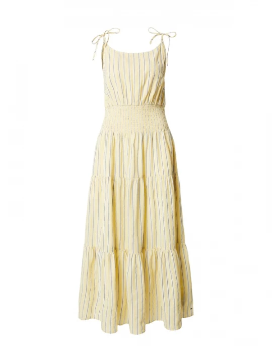 Foto van product TOMMY HILFIGER Zomerjurk 'Self- Strap Smock Midi' geel / grijs / wit