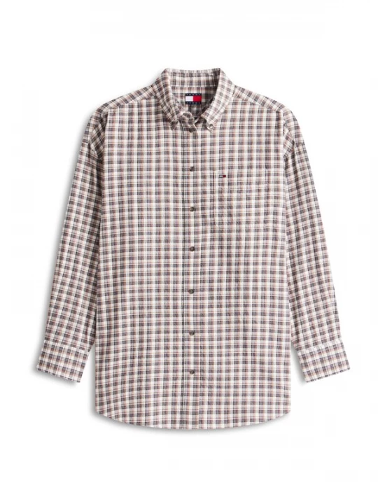 Foto van product Tommy Jeans Blouse crème / lichtbruin / donkergrijs / donkerrood