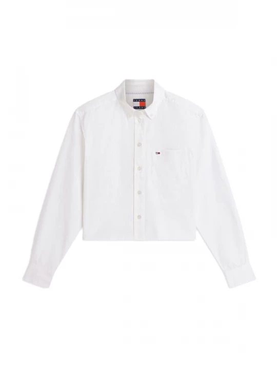 Foto van product Tommy Jeans Blouse 'Relaxed Fit Cropped' navy / kersrood / wit