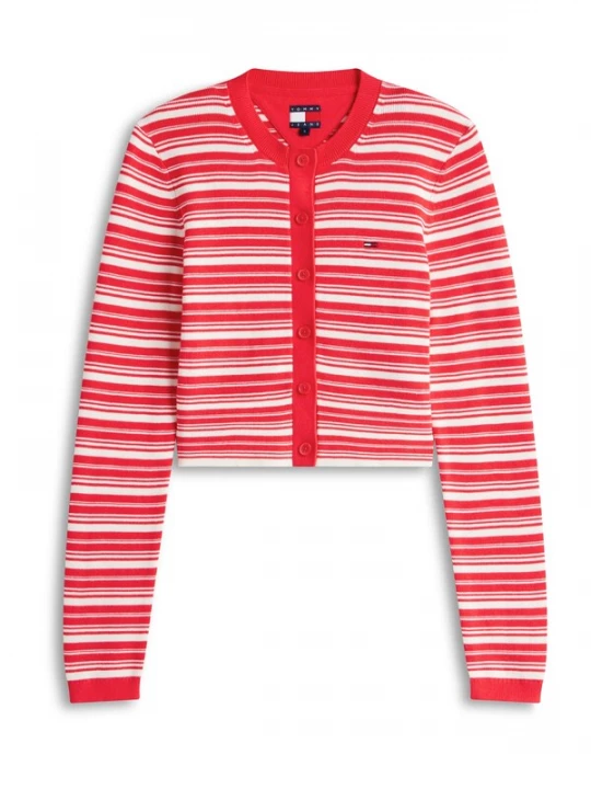Foto van product Tommy Jeans Gebreid vest 'Cardi' rood / wit
