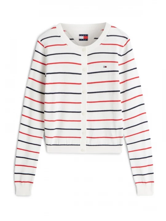 Foto van product Tommy Jeans Gebreid vest 'Flag Embroidery Slim' navy / rood / wit