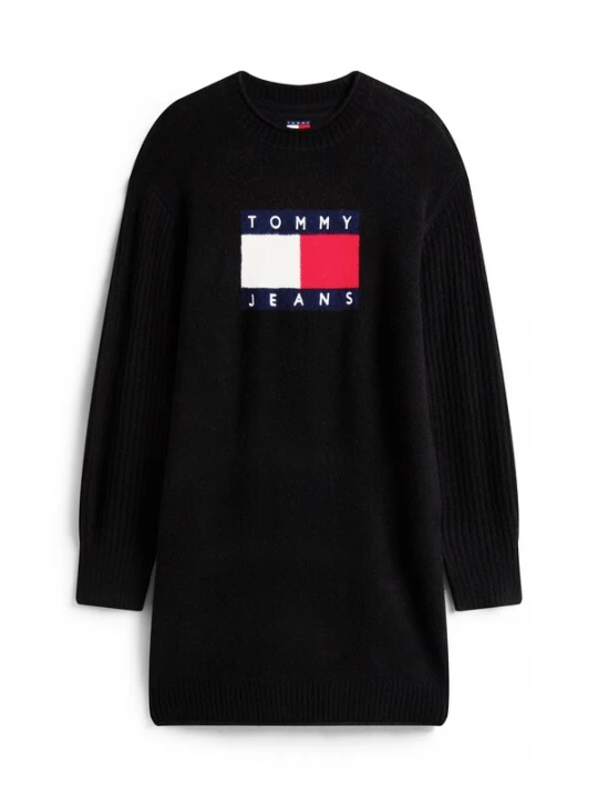 Foto van product Tommy Jeans Gebreide jurk marine / bloedrood / zwart / wit