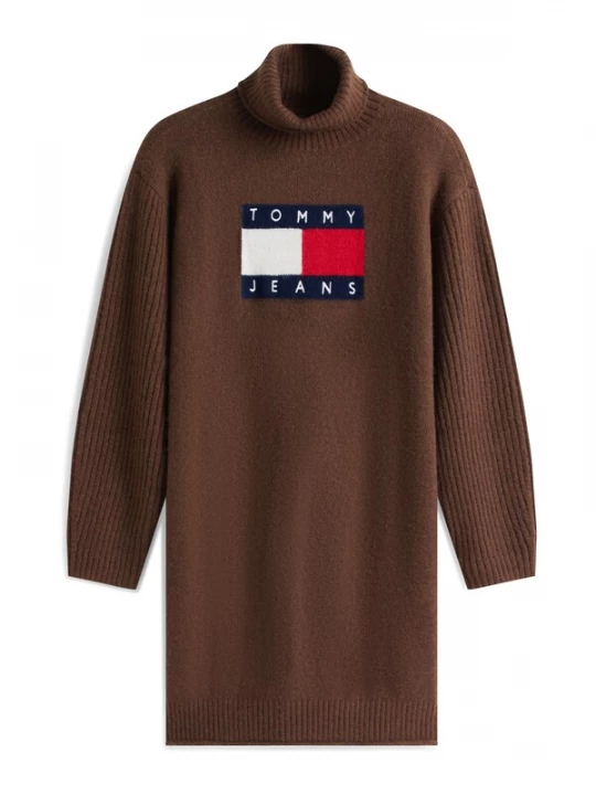 Foto van product Tommy Jeans Gebreide jurk marine / bruin / rood / wit