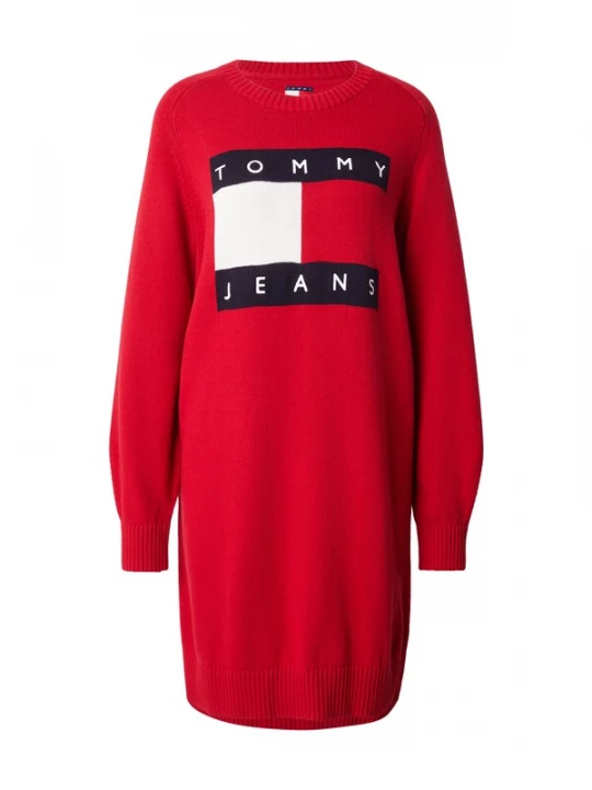 Foto van product Tommy Jeans Gebreide jurk navy / rood / wit