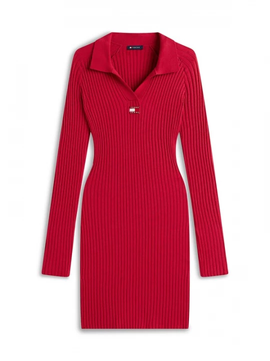Foto van product Tommy Jeans Gebreide jurk rood