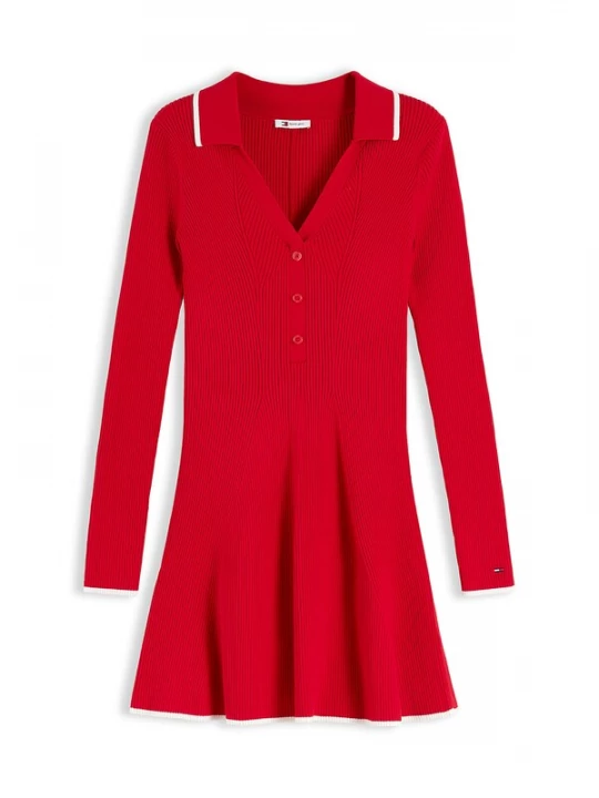 Foto van product Tommy Jeans Gebreide jurk rood / wit