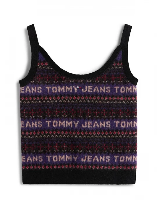 Foto van product Tommy Jeans Gebreide top beige gemêleerd / indigo / grenadine / zwart