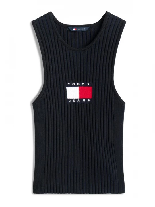 Foto van product Tommy Jeans Gebreide top donkerrood / zwart / wit