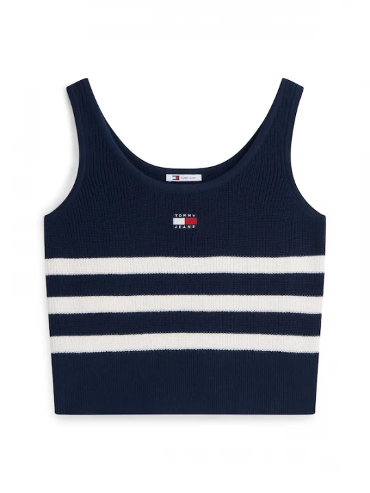 Foto van product Tommy Jeans Gebreide top 'Tommy Badge Stripe Tank' navy / wit