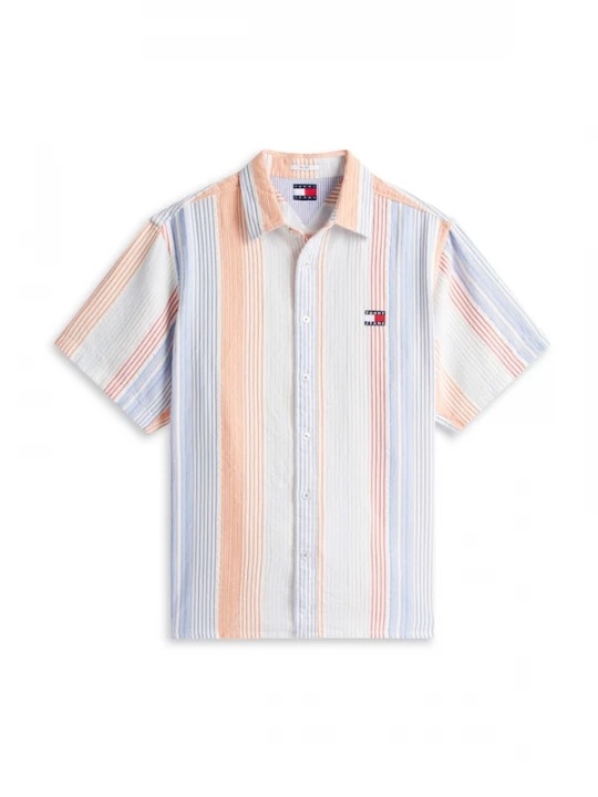 Foto van product Tommy Jeans Overhemd hemelsblauw / zalm roze / oranjerood / wit