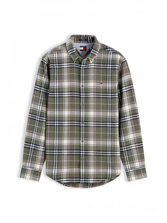 Foto van product Tommy Jeans Overhemd olijfgroen / wit