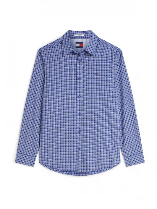 Foto van product Tommy Jeans Overhemd 'Regular Fit Pattern' kobaltblauw / zwart / wit