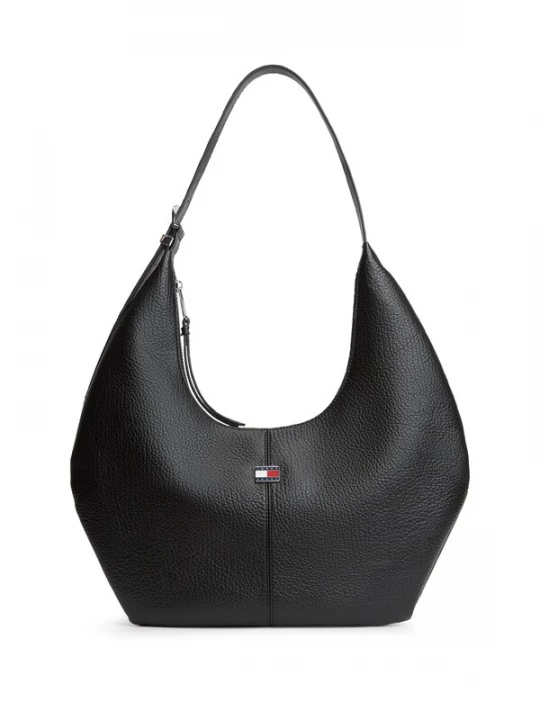 Foto van product Tommy Jeans Schoudertas 'Flag Plaque Slouch Hobo' zwart