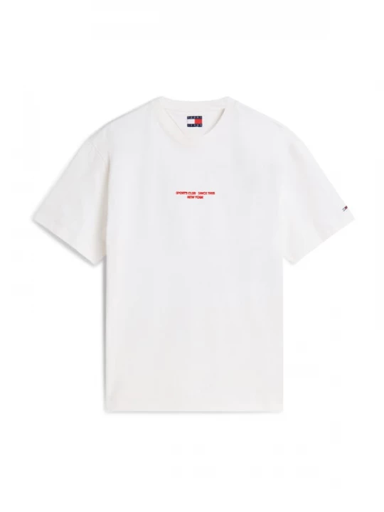 Foto van product Tommy Jeans Shirt 'Back Graphic Relaxed' blauw / pasteelgeel / rood / wit