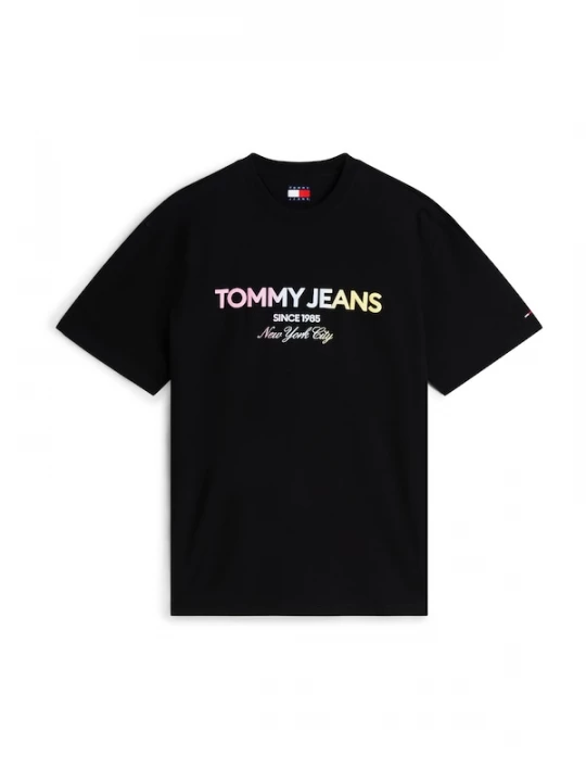Foto van product Tommy Jeans Shirt 'Classic Gradient Relaxed' pastelblauw / lichtgeel / rosa / zwart