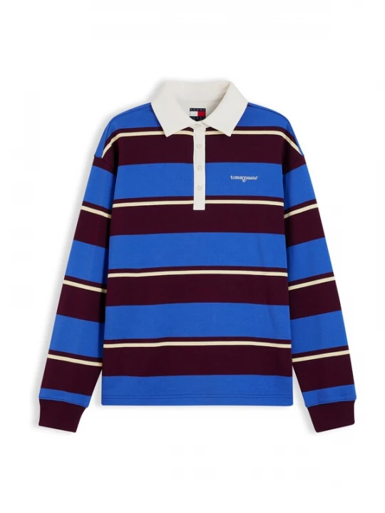 Foto van product Tommy Jeans Shirt crème / royal blue / koningsblauw / robijnrood / wit
