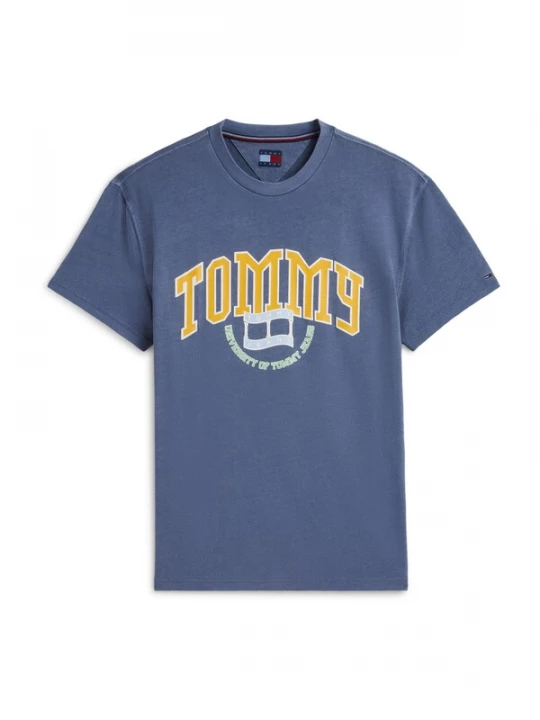 Foto van product Tommy Jeans Shirt 'CREST ARCH' saffier / lichtblauw / geel / wit