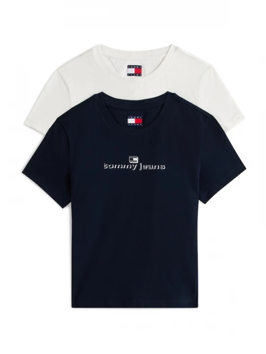 Foto van product Tommy Jeans Shirt 'Ess' donkerblauw / wit