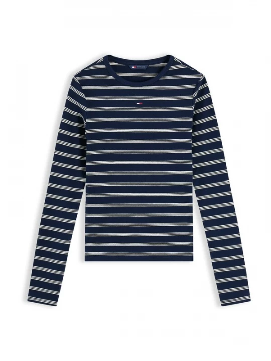 Foto van product Tommy Jeans Shirt 'ESSENTIAL' donkerblauw / wit
