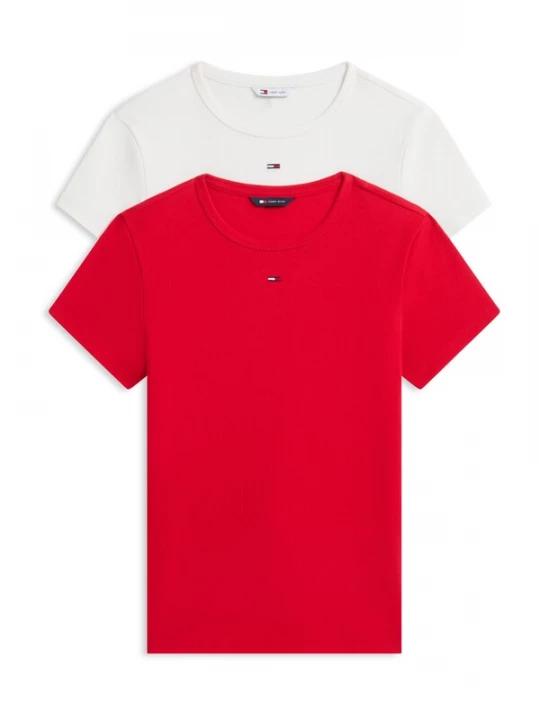 Foto van product Tommy Jeans Shirt 'ESSENTIAL' ecru / rood