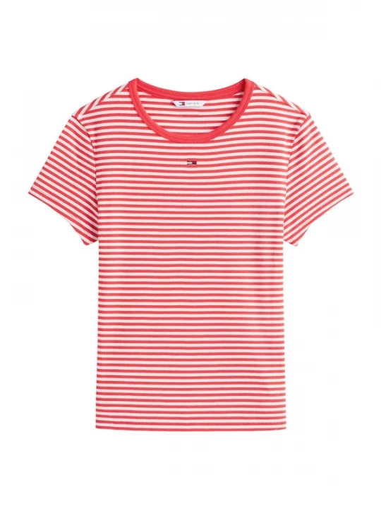 Foto van product Tommy Jeans Shirt 'ESSENTIAL' rood / wit