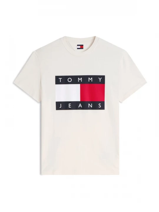 Foto van product Tommy Jeans Shirt 'Flag Badge' beige / rood / zwart / wit